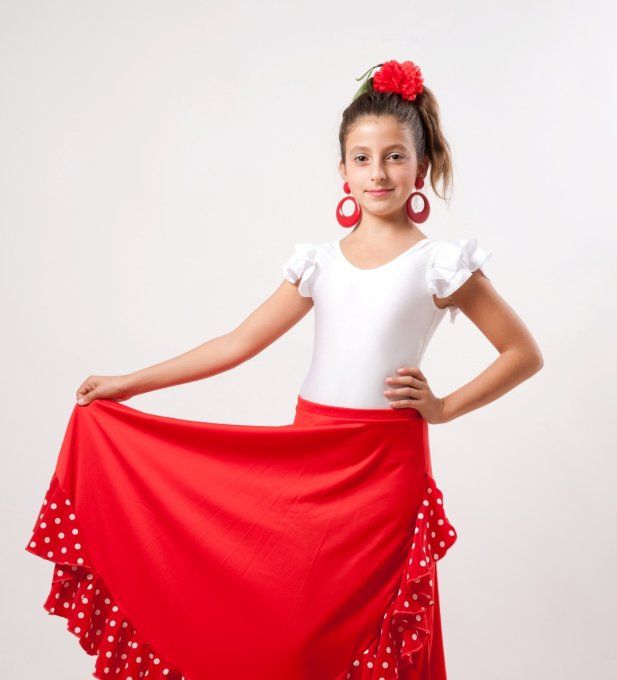 Body blanc flamenco fillette