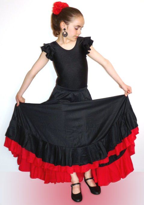 Body flamenco coloris noir 2 volants