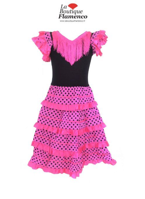 Déguisement robe flamenco rose pois noirs