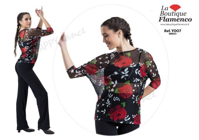 Top toutes danses en résille fine fleuri